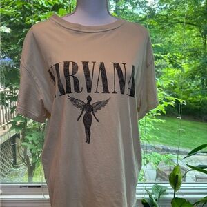 H&M Cream Short Sleeve Tee Nirvana Logo